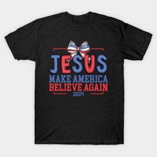 Coquette Jesus 2024 Make America Believe Again Gift For Men Women T-Shirt